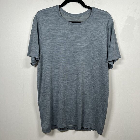 Lululemon Metal Vent Tech Short Sleeve Shirt Men's Large Heather Grayish Blue - Picture 1 of 7